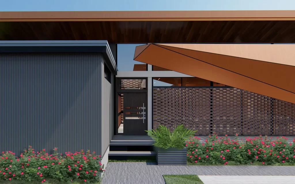 Main entry to the Swan House, a proposed unique house design in Quezon City