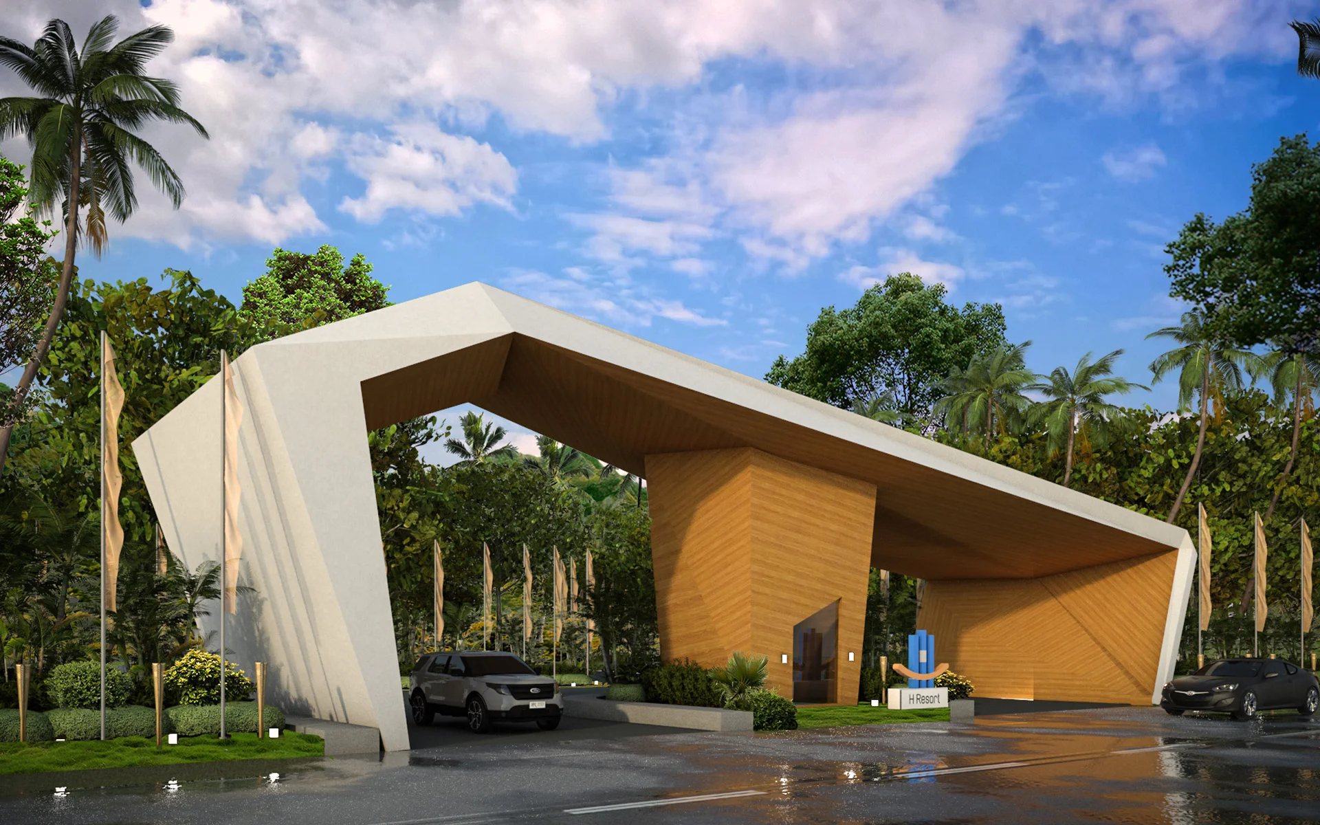 An Origami Gateway into H Resort Puerto Princesa by Best Meta Modern Fulgar Architects Philippines