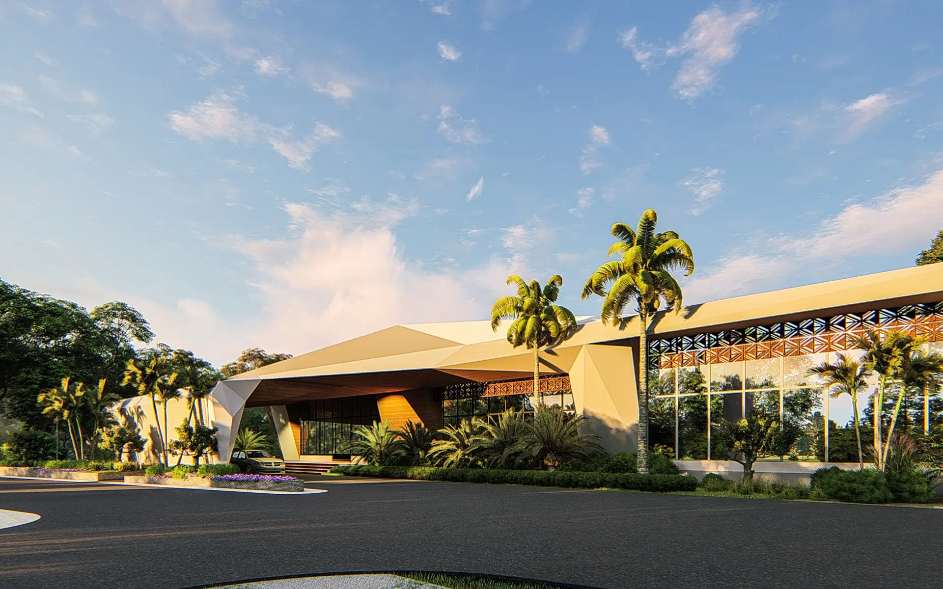 Drop-off and Main Building Lobby for Guest Arrivals at H Resort Puerto Princesa