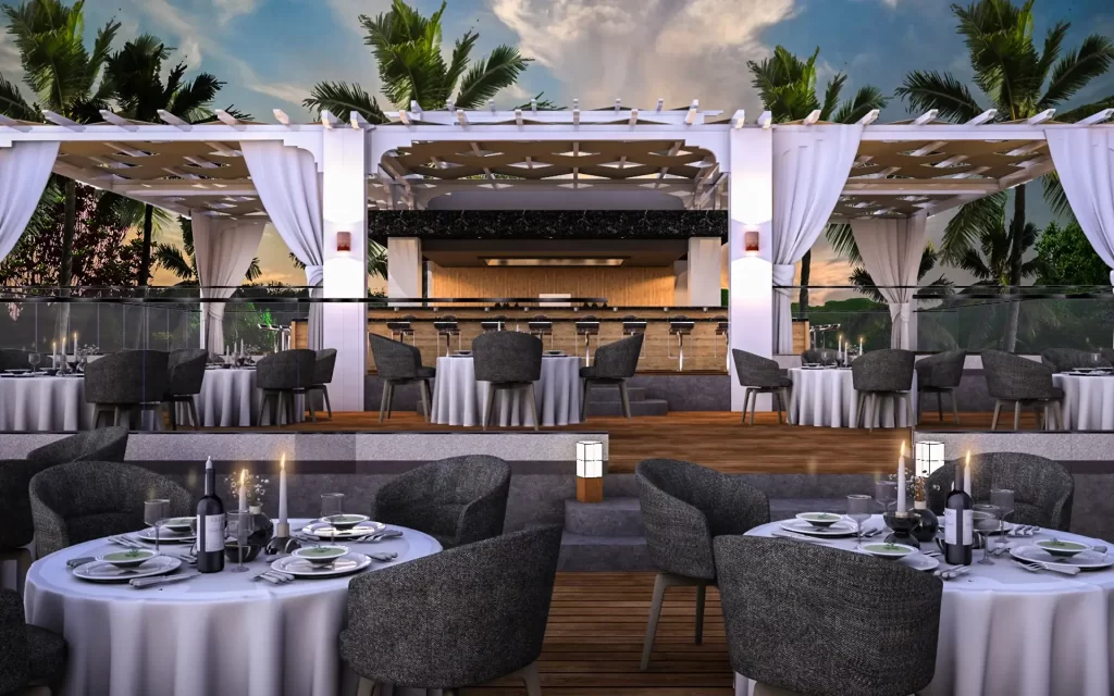 Outdoor party bars and beachfront dining experiences in Puerto Princesa by Fulgar Architects