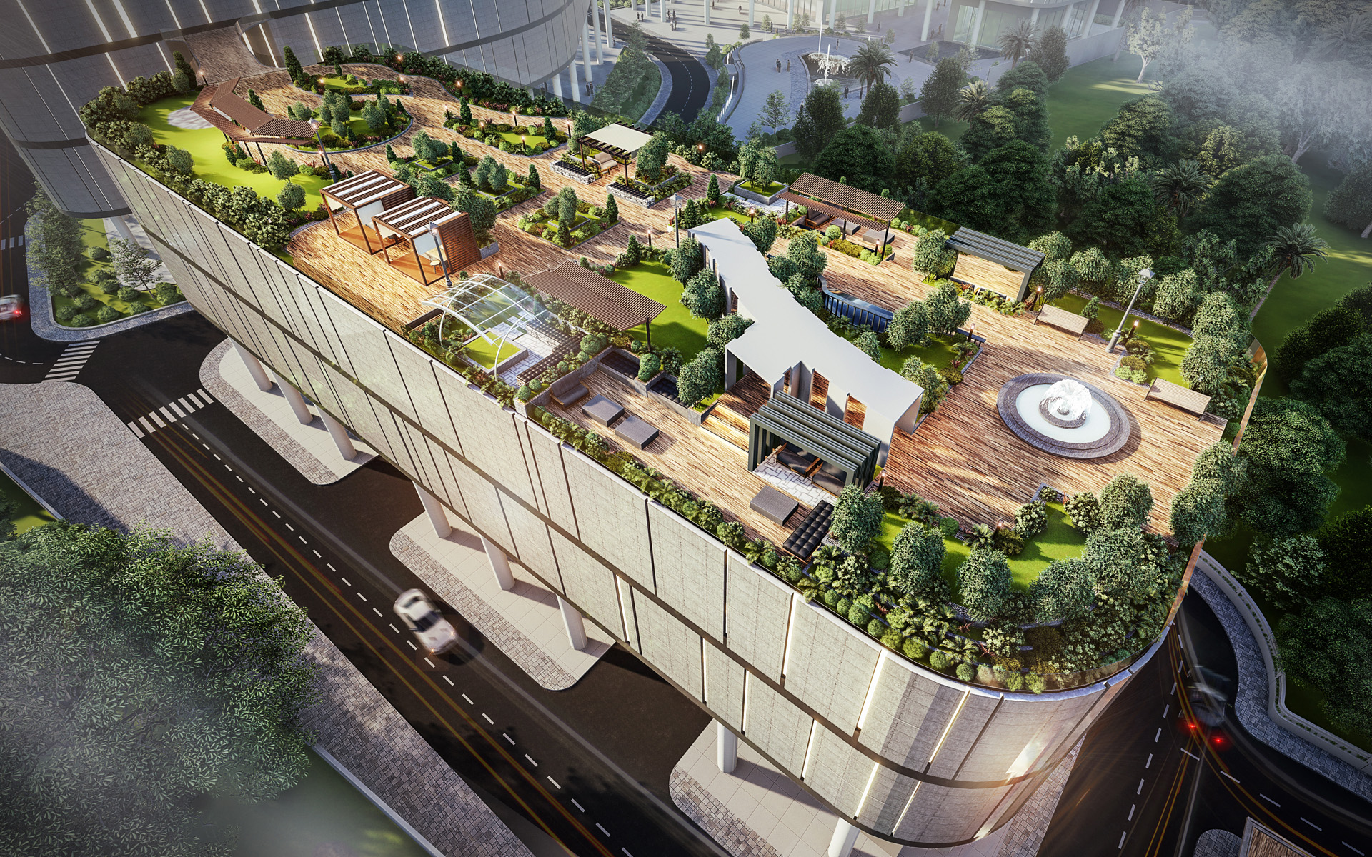 Roof garden podium design for the entertainment resort in Alaminos Philippines.