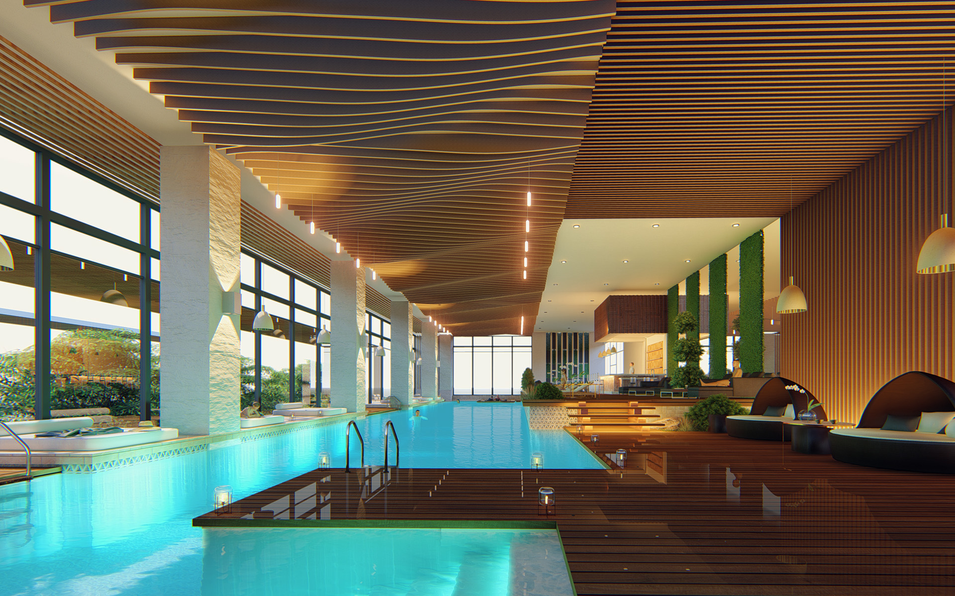 Indoor swimming pool for the proposed Hiribaco Entertainment Resort in Alaminos by Fulgar Architects