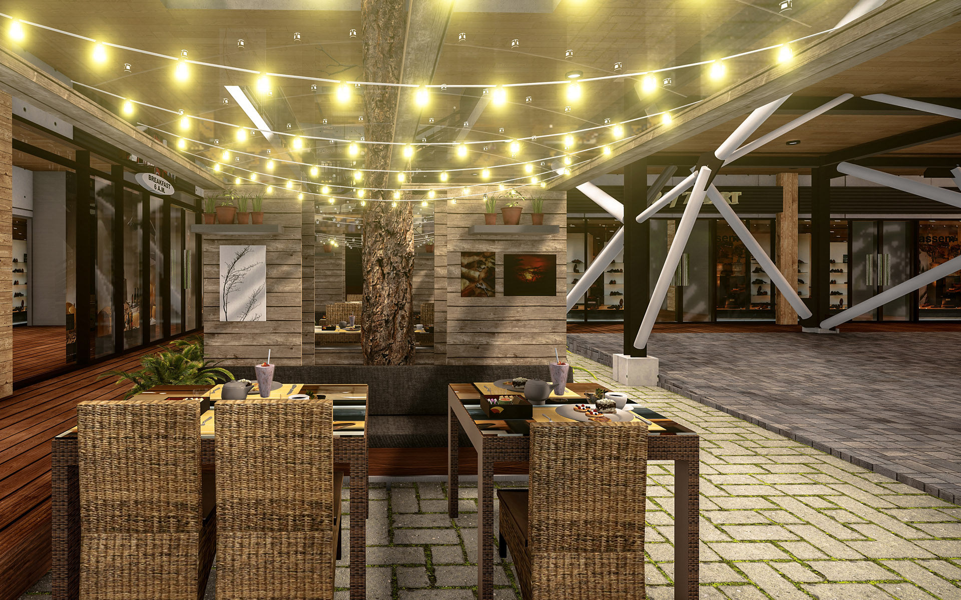 The courtyard in this community mall design is also great for holding meetings.