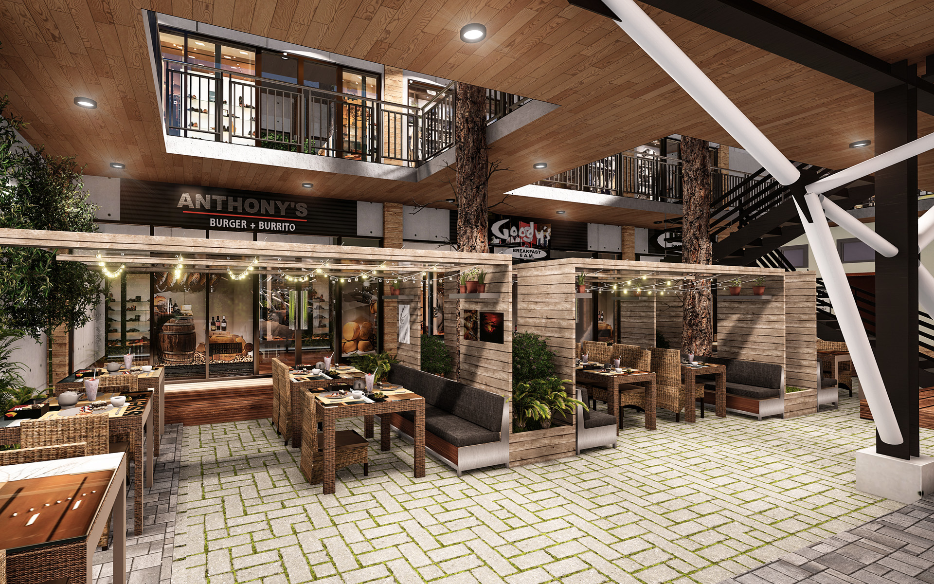 Al fresco dining experience under the trees.