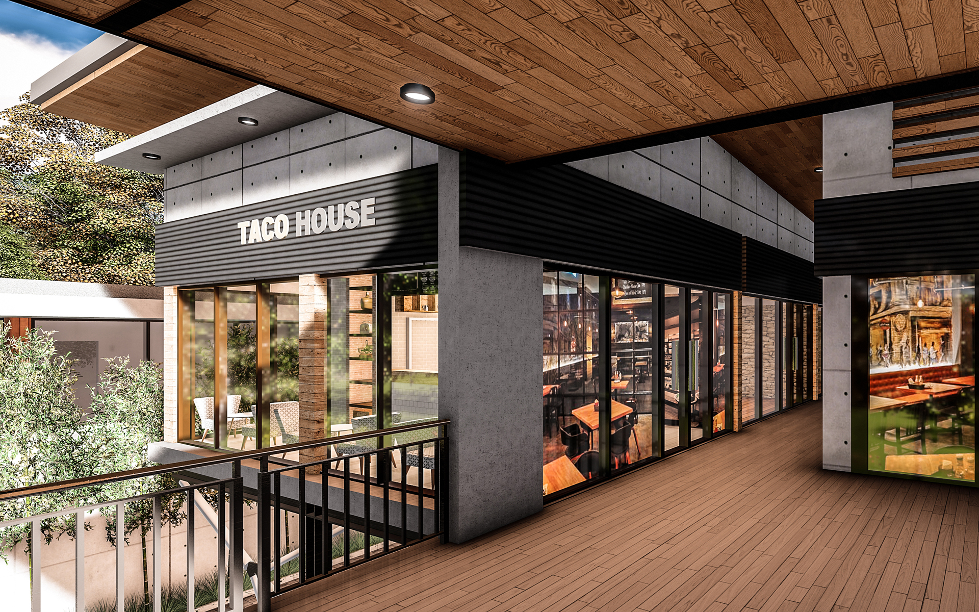 The open-air layout provide opportunities for daylight and natural ventilation.