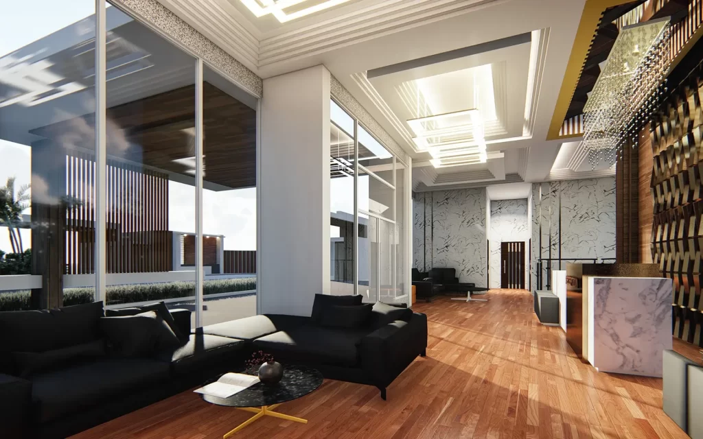 Ternate Seafront Hotel lobby design by best meta-modern Fulgar Architects Philippines