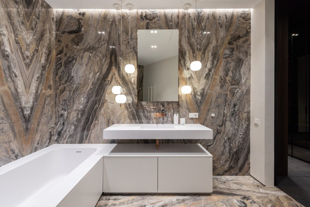 The more luxurious natural stones available for architecture and interior design are marble, limestone, quartzite, travertine, and basalt.