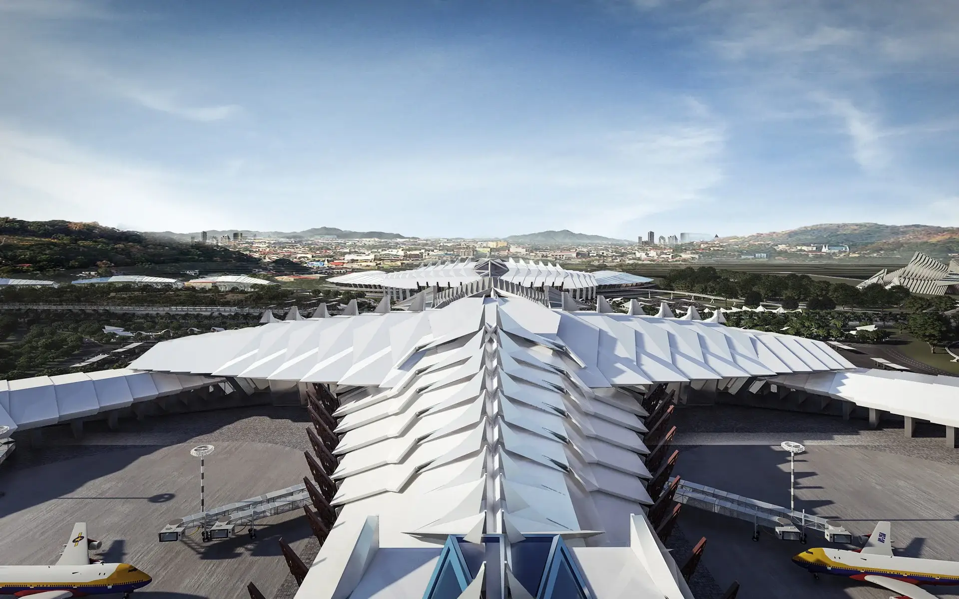The tessellated armor skin architecture of the international airport terminal of The Millennium City of the Philippines.
