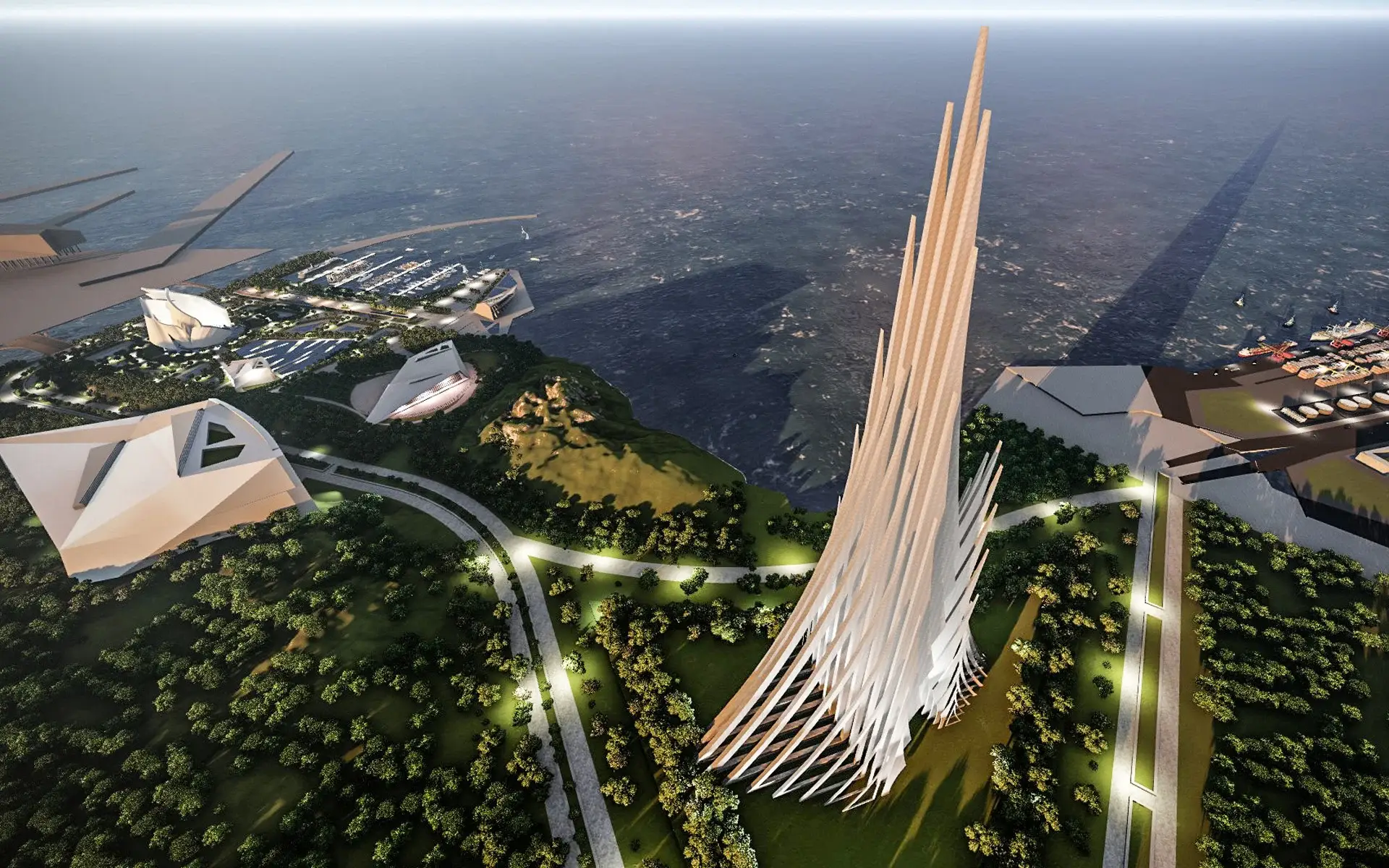 Marina convention centers and cultural development for aquatic studies.