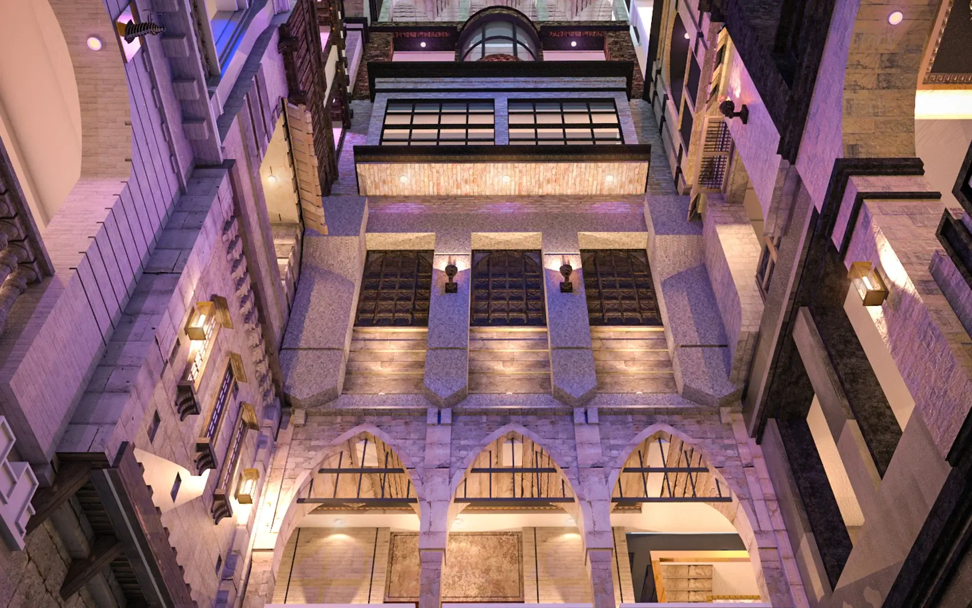 Vertical town square interior courtyard for hotel design in the Philippines