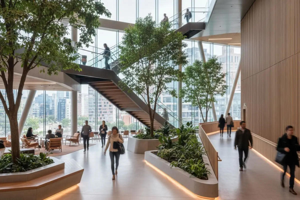 Circulation space demonstrating architectural choices that influence daily operations and movement