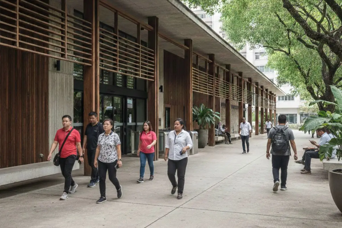 Building edge demonstrating architectural choices that influence daily operations in a tropical climate