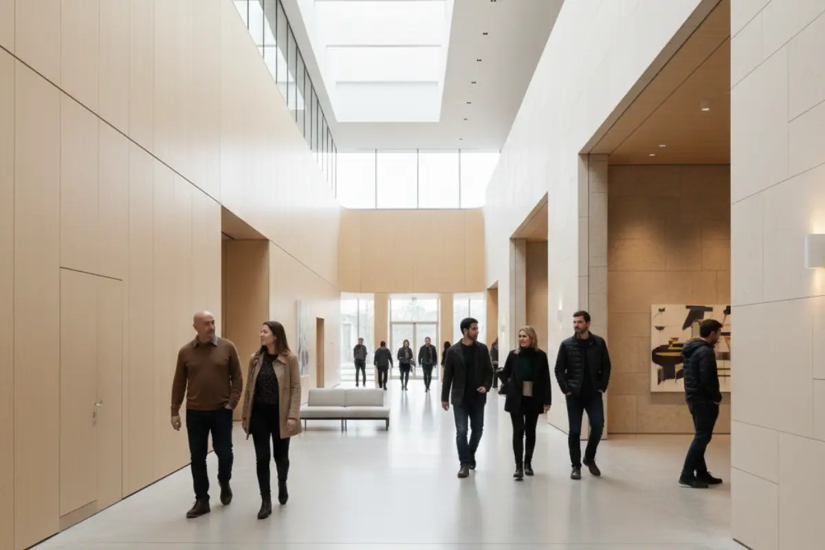 Interior of a building showing sequential spaces and intuitive circulation for users.