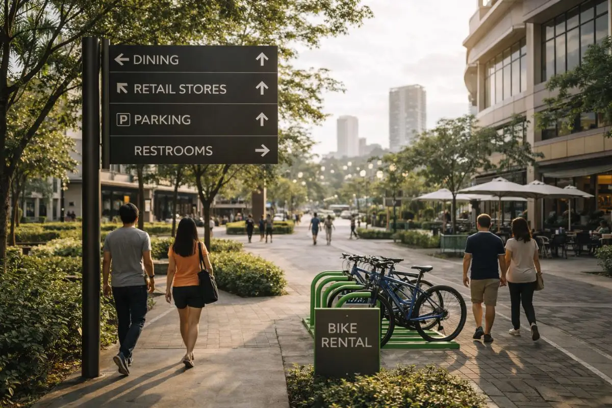 Coordinated signage systems across scales in a large Philippine mixed-use development