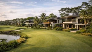 A luxury golf residential community in the Philippines with open fairway views and modern homes