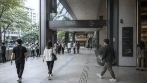 Contemporary mixed-use circulation corridor with integrated wayfinding systems and pedestrian movement demonstrating Environmental Graphic Design in the Philippines