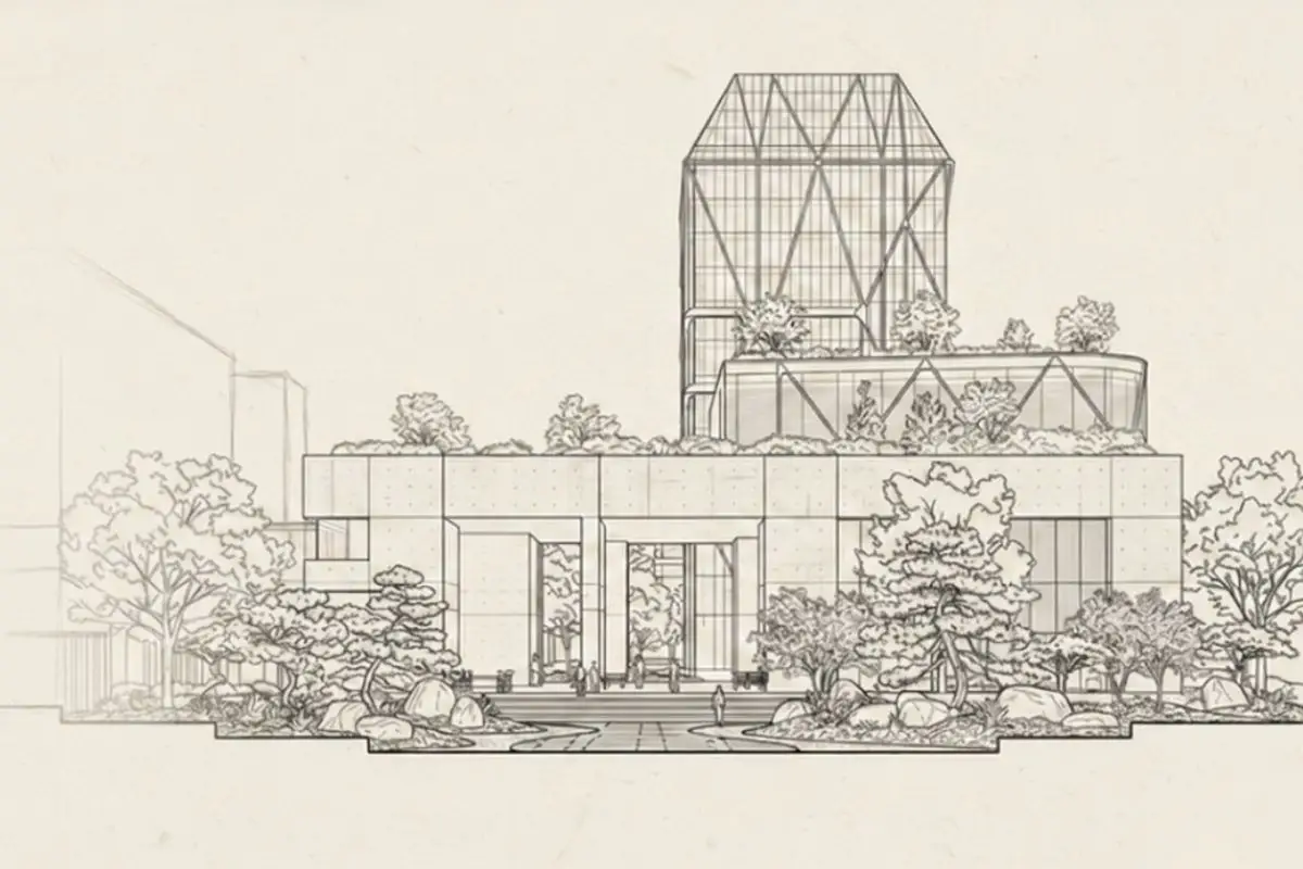 Architectural elevation drawing illustrating clear organization, structural logic, and landscape integration associated with trustworthy building design in the Philippines.