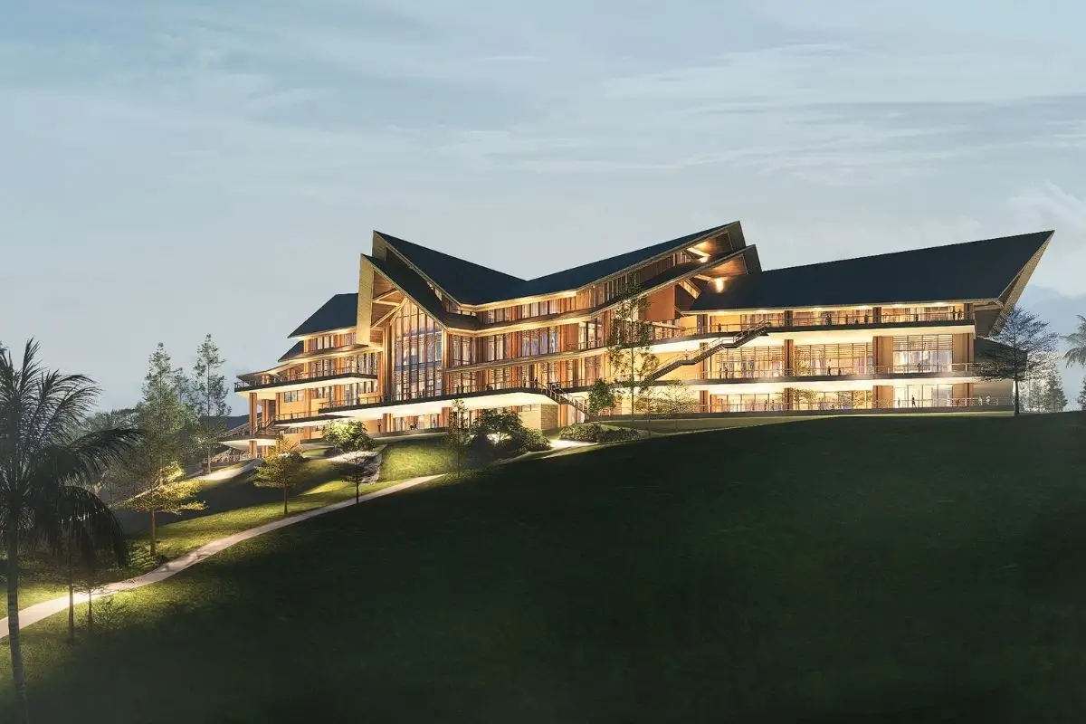 A contemporary clubhouse overlooking landscaped open spaces within a master planned golf estate, demonstrating how landmark architecture supports long-term community planning.